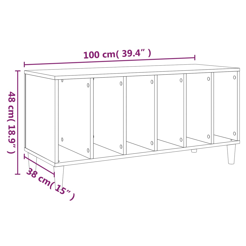 Dulap pentru discuri gri sonoma, 100x38x48 cm, lemn prelucrat GartenMobel Dekor