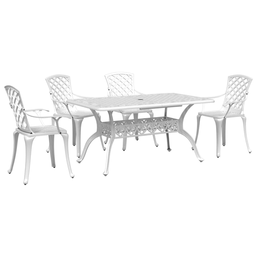 Set mobilier de grădină, 5 piese, alb, aluminiu turnat GartenMobel Dekor