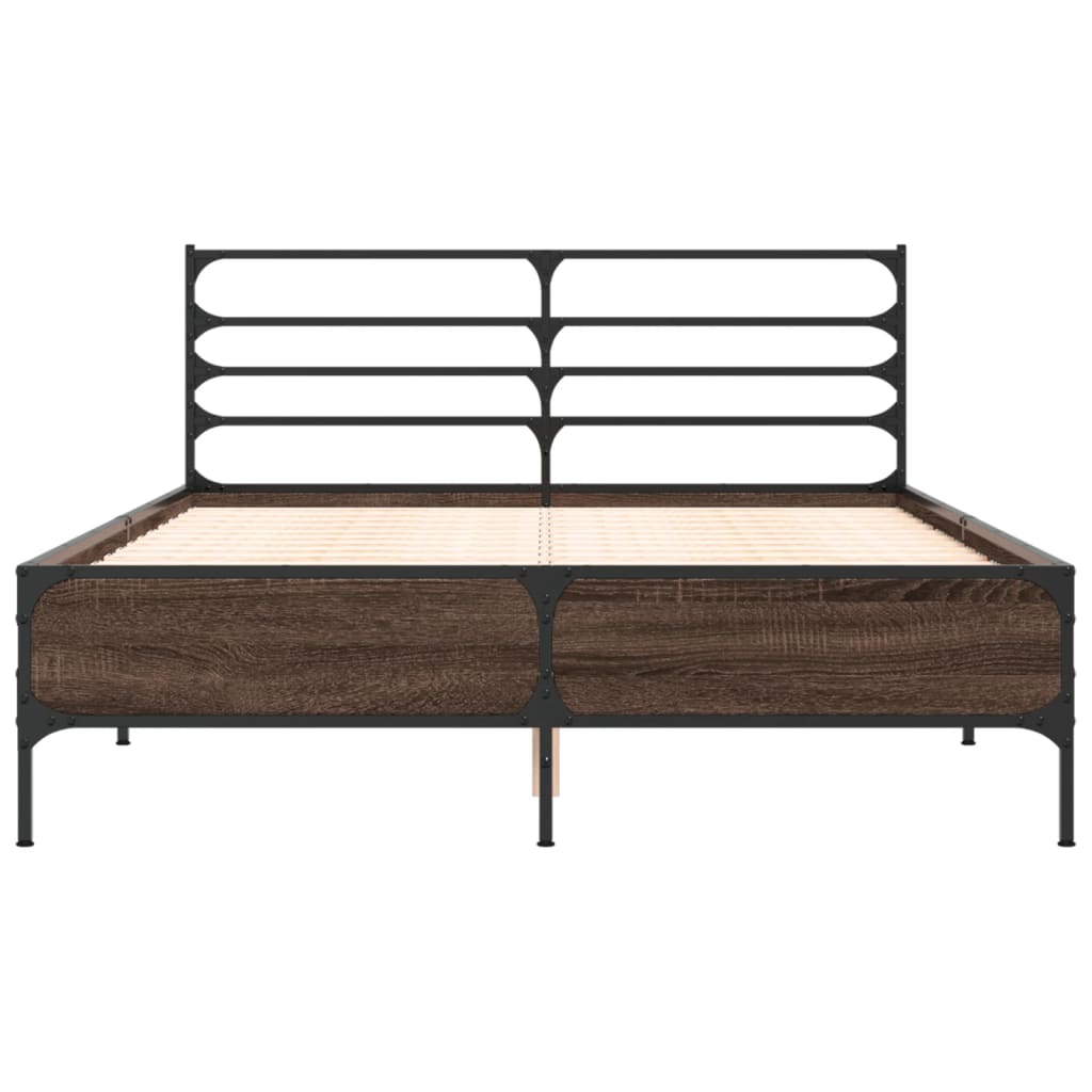 Cadru de pat, stejar maro, 120x190 cm, lemn prelucrat și metal GartenMobel Dekor