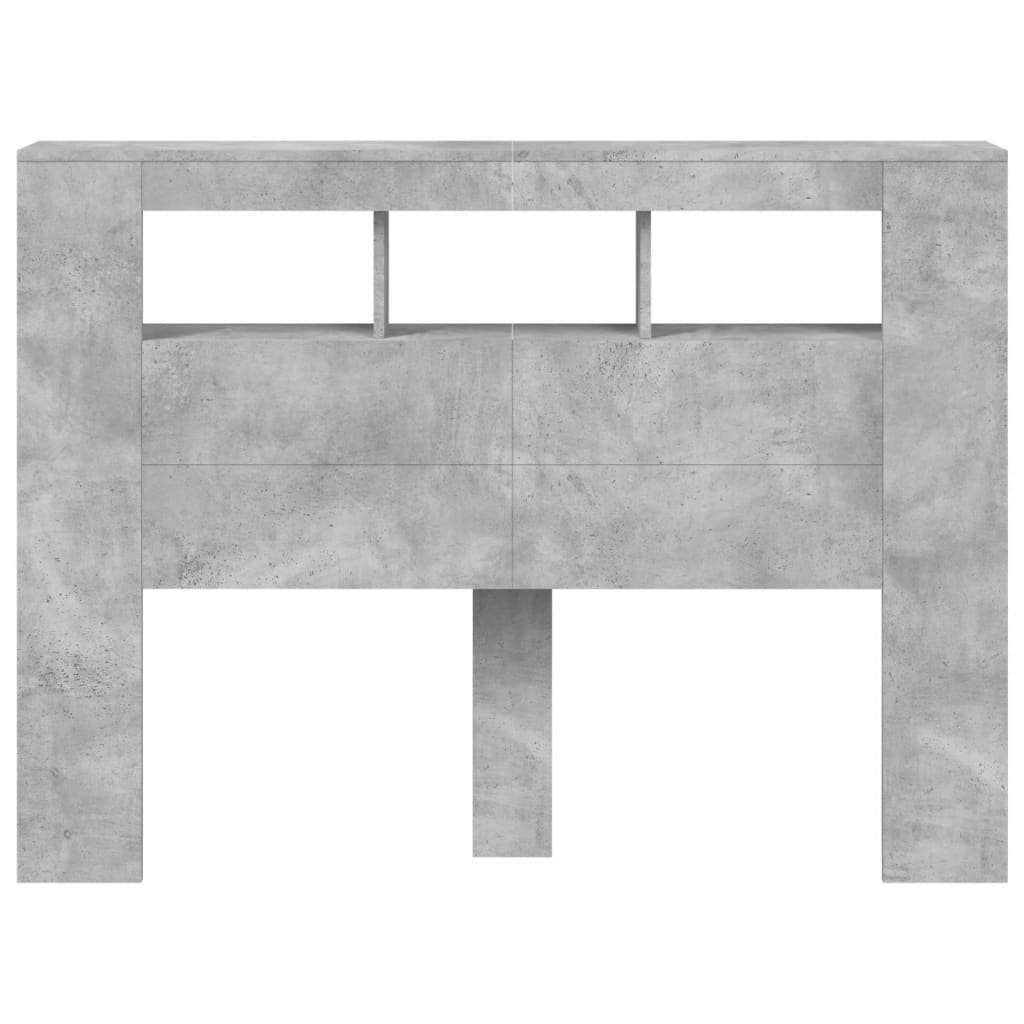 Tăblie de pat cu LED, gri beton, 140x18,5x103,5 cm, lemn GartenMobel Dekor