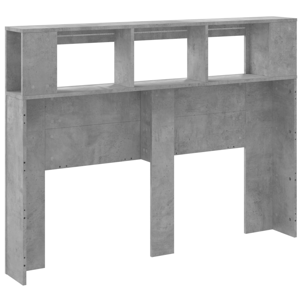 Tăblie de pat cu LED, gri beton, 140x18,5x103,5 cm, lemn GartenMobel Dekor