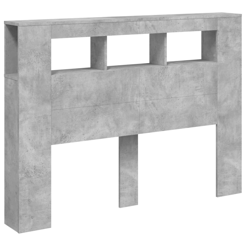 Tăblie de pat cu LED, gri beton, 140x18,5x103,5 cm, lemn GartenMobel Dekor