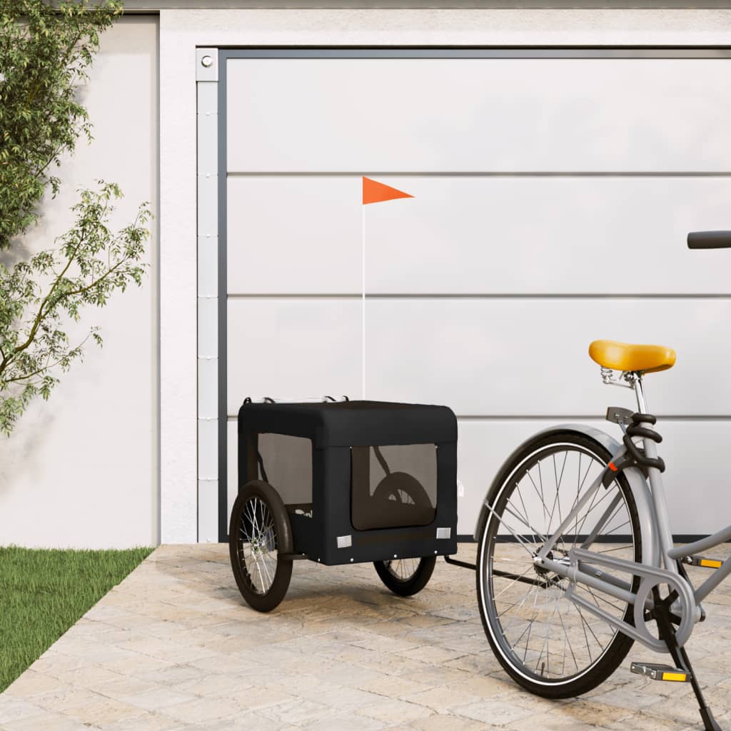 Remorcă bicicletă animale companie, negru, textil oxford/fier GartenMobel Dekor