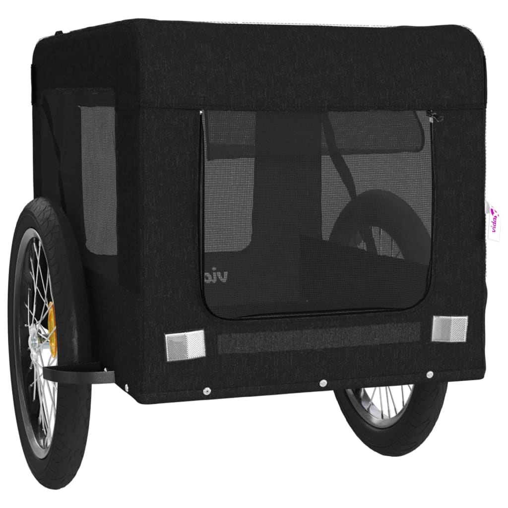Remorcă bicicletă animale companie, negru, textil oxford/fier GartenMobel Dekor