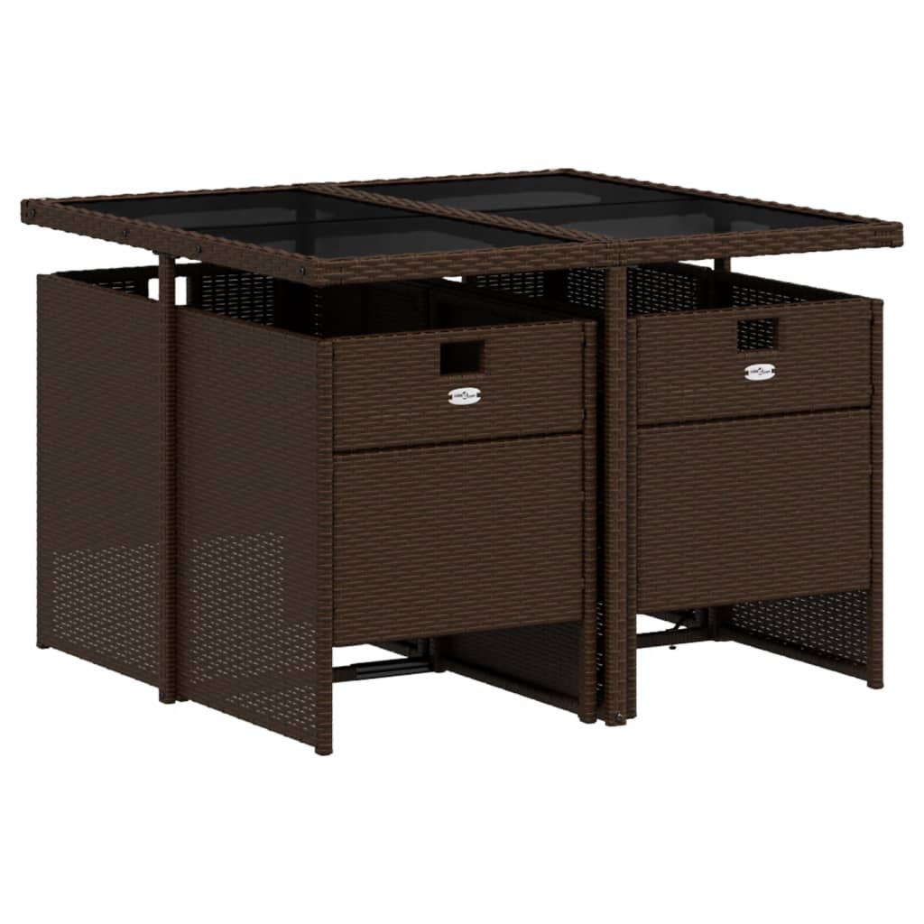 Set mobilier de grădină, 5 piese, cu perne, maro, poliratan GartenMobel Dekor