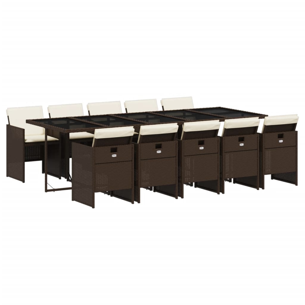 Set mobilier de grădină cu perne, 11 piese, maro, poliratan GartenMobel Dekor