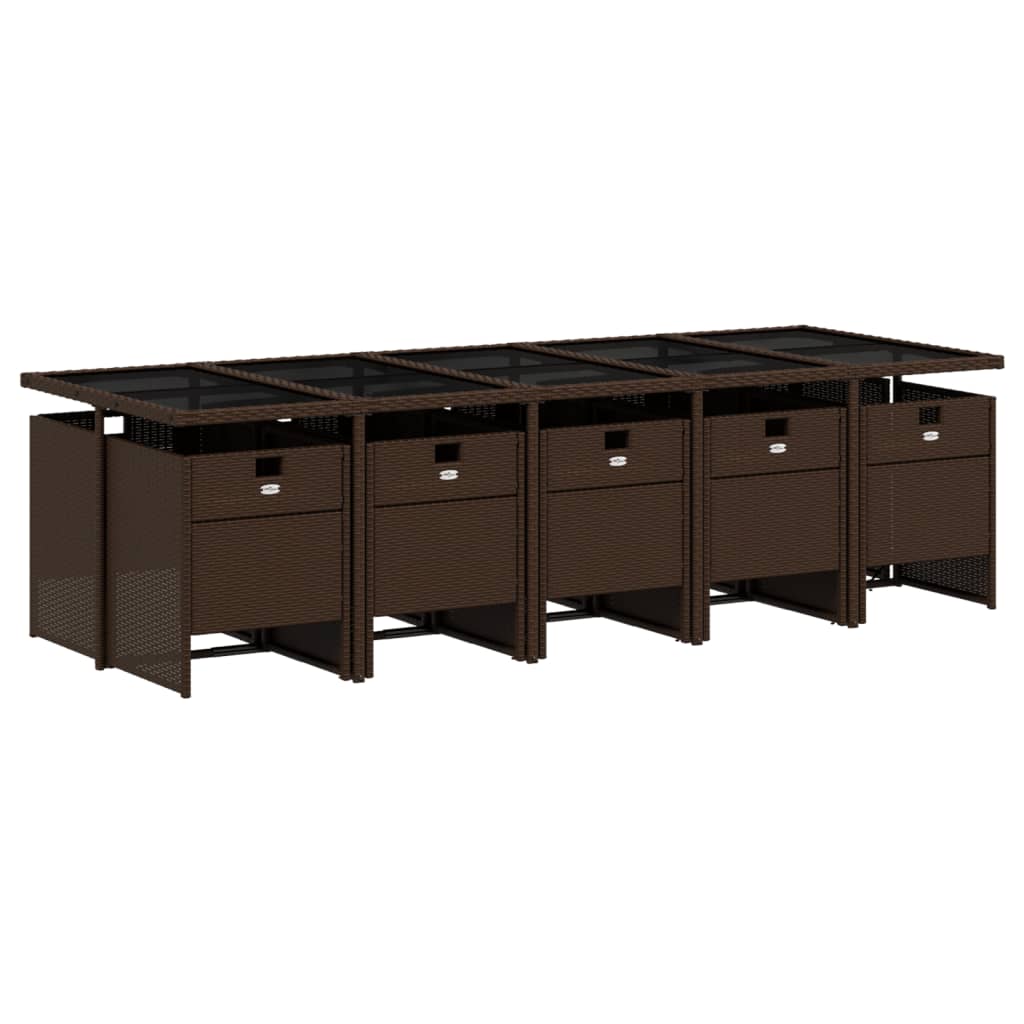 Set mobilier de grădină cu perne, 11 piese, maro, poliratan GartenMobel Dekor