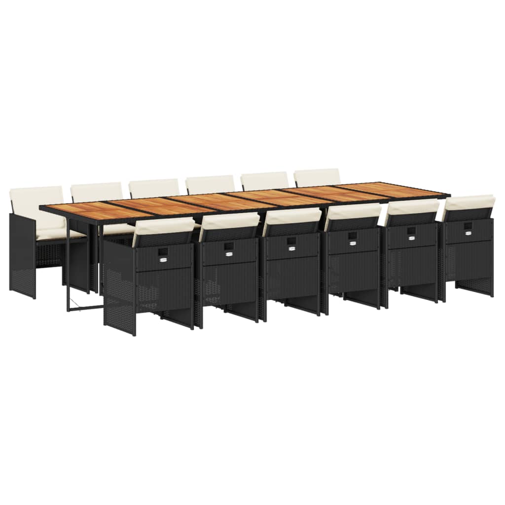 Set mobilier de grădină cu perne, 13 piese, negru, poliratan GartenMobel Dekor