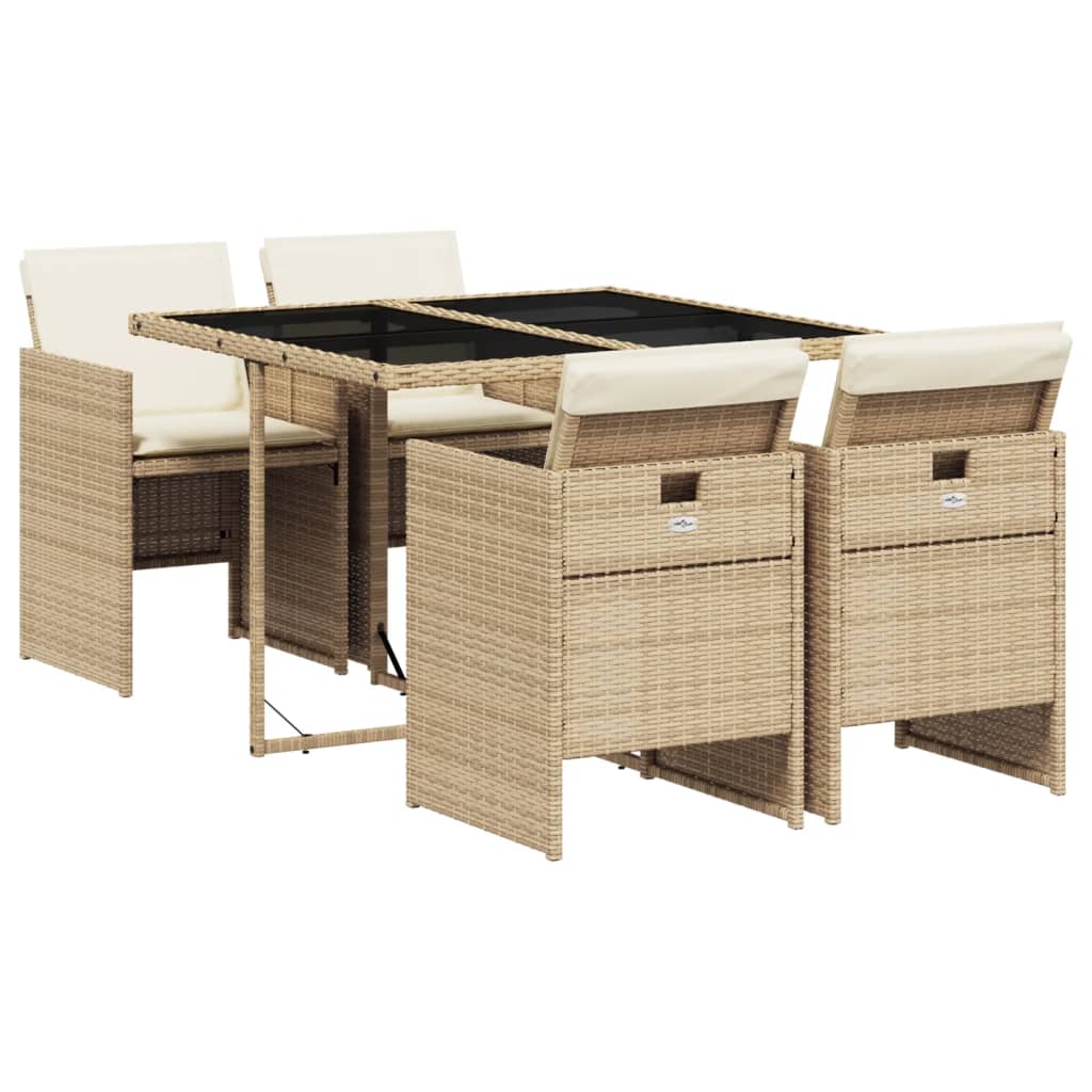Set mobilier de grădină cu perne, 5 piese, bej, poliratan GartenMobel Dekor