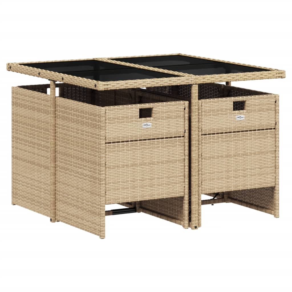 Set mobilier de grădină cu perne, 5 piese, bej, poliratan GartenMobel Dekor