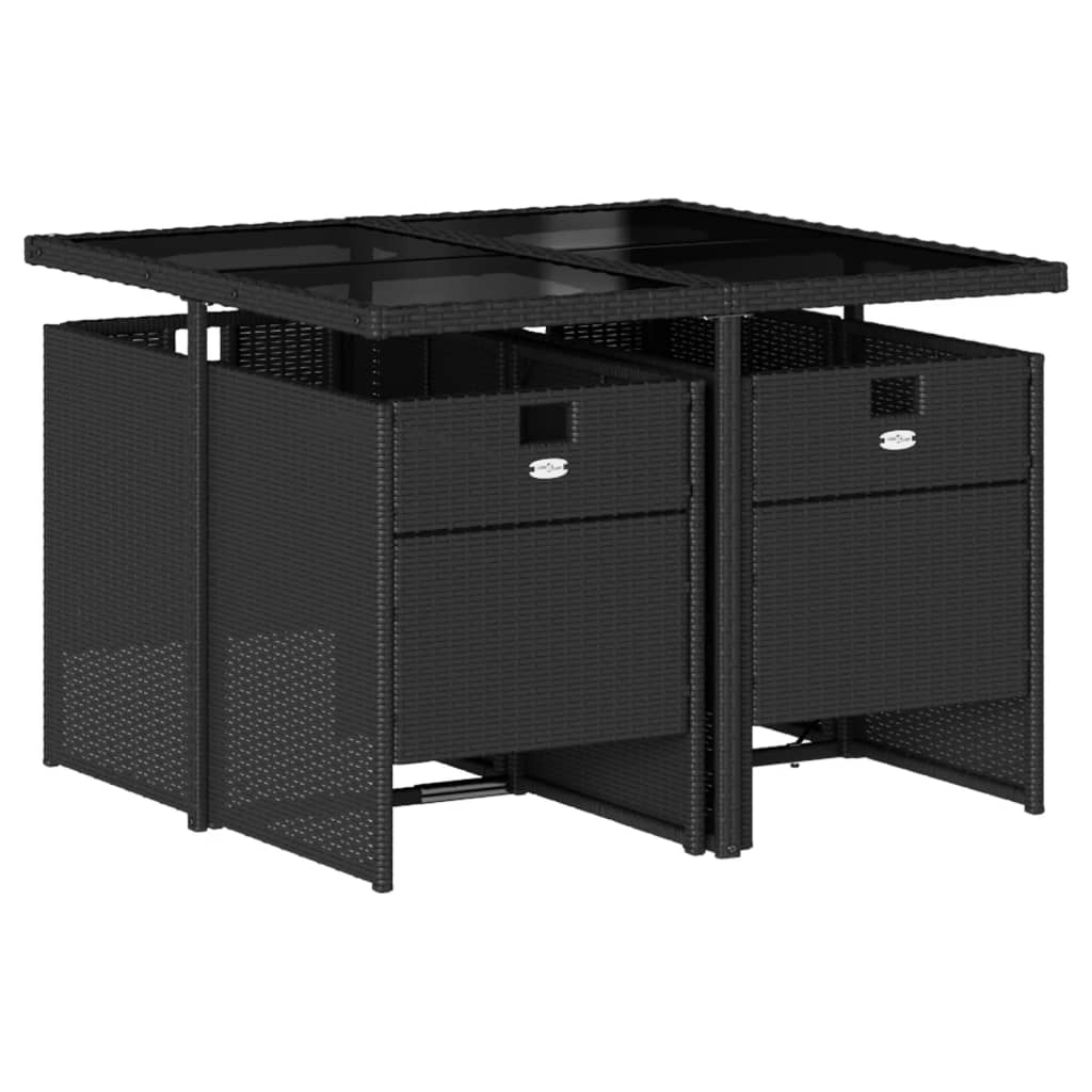 Set mobilier de grădină cu perne, 5 piese, negru, poliratan GartenMobel Dekor