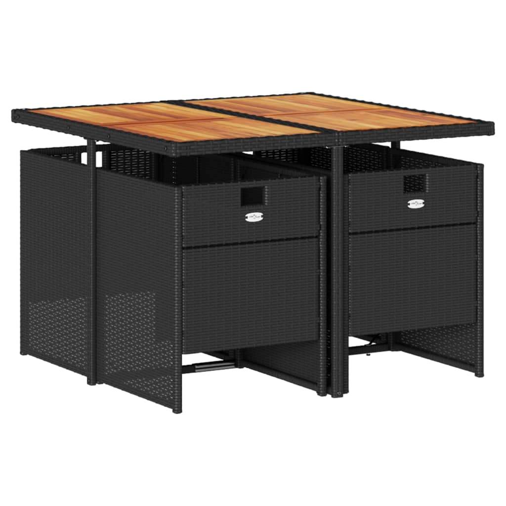 Set mobilier de grădină cu perne, 5 piese, negru, poliratan GartenMobel Dekor