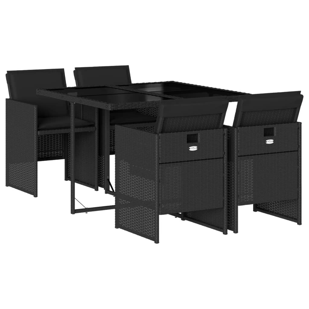 Set mobilier de grădină cu perne, 5 piese, negru, poliratan GartenMobel Dekor