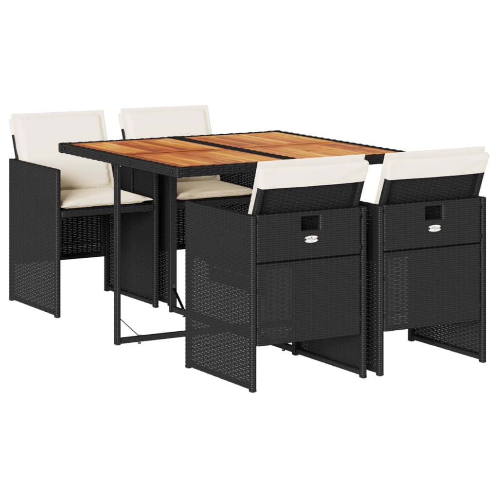 Set mobilier de grădină cu perne, 5 piese, negru, poliratan GartenMobel Dekor