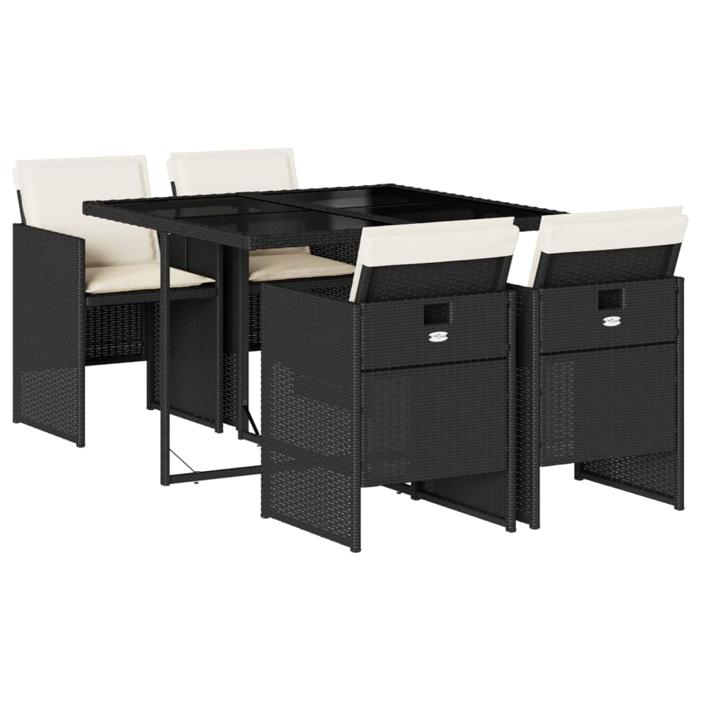 Set mobilier de grădină cu perne, 5 piese, negru, poliratan GartenMobel Dekor