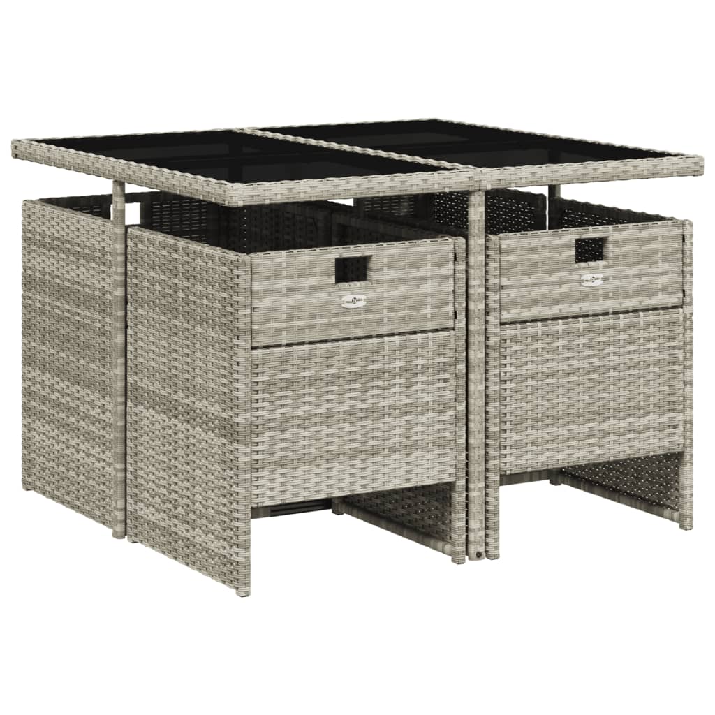 Set mobilier de grădină cu perne, 5 piese gri deschis poliratan GartenMobel Dekor
