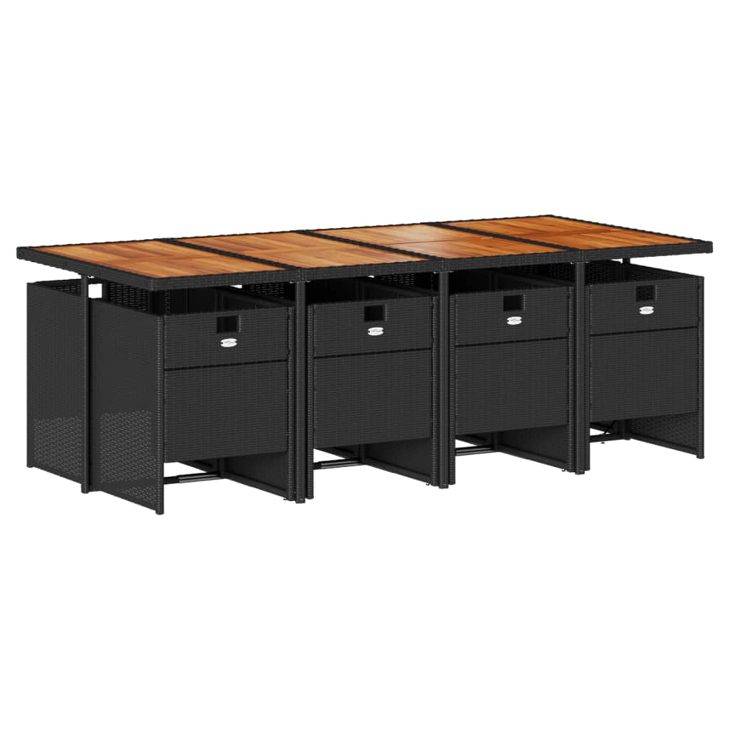 Set mobilier de grădină cu perne, 9 piese, negru, poliratan GartenMobel Dekor