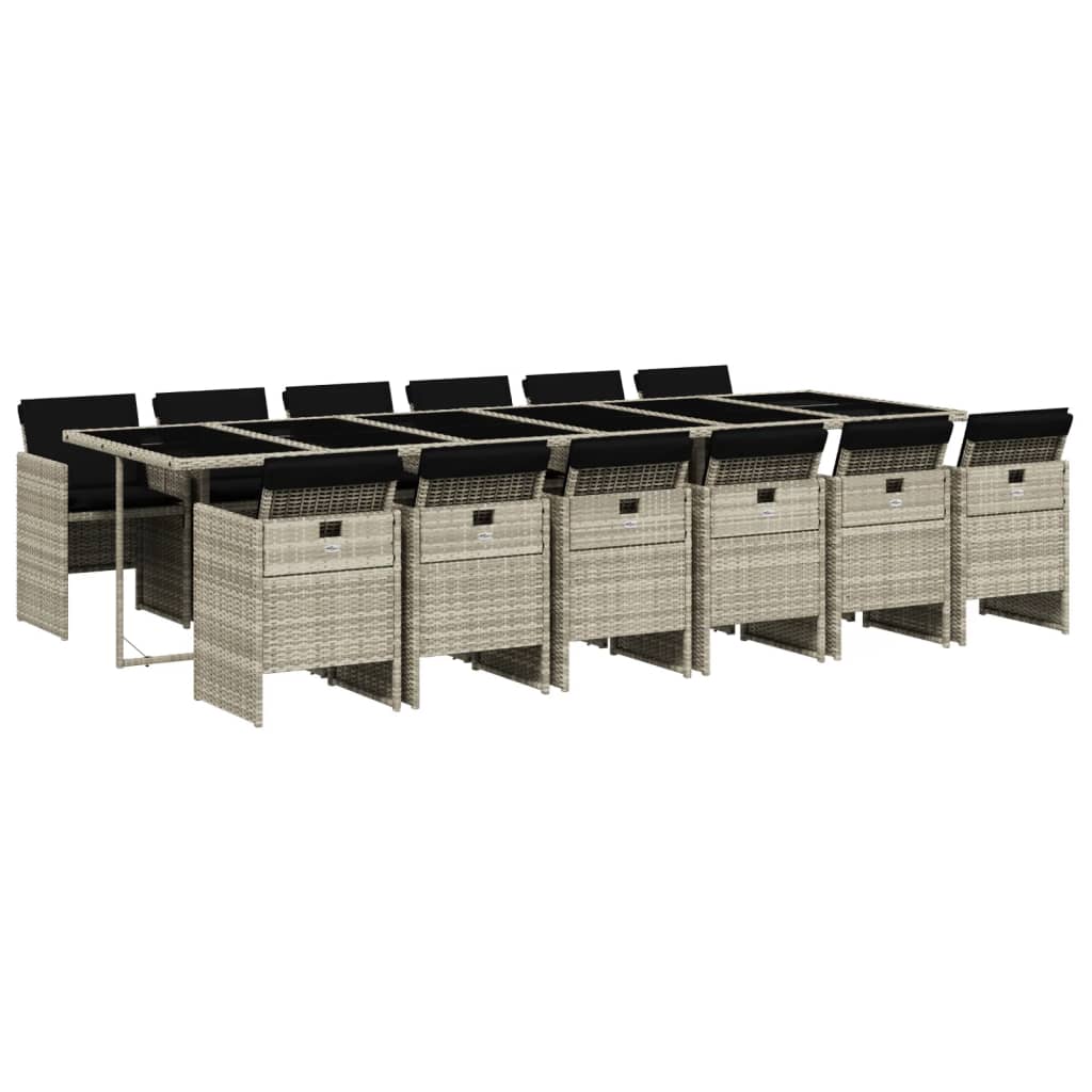 Set mobilier de grădină cu perne 13 piese gri deschis poliratan GartenMobel Dekor