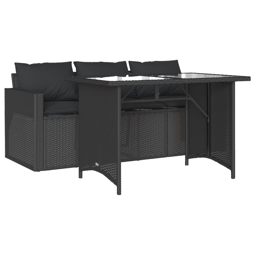 Set mobilier de grădină cu perne, 2 piese, negru, poliratan GartenMobel Dekor