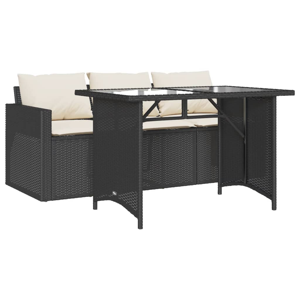 Set mobilier de grădină cu perne, 2 piese, negru, poliratan GartenMobel Dekor