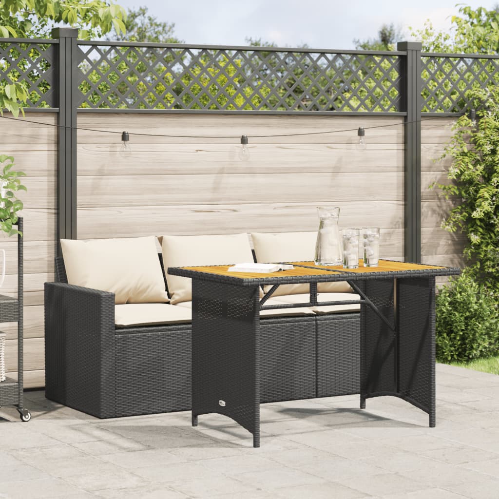 Set mobilier de grădină cu perne, 2 piese, negru, poliratan GartenMobel Dekor