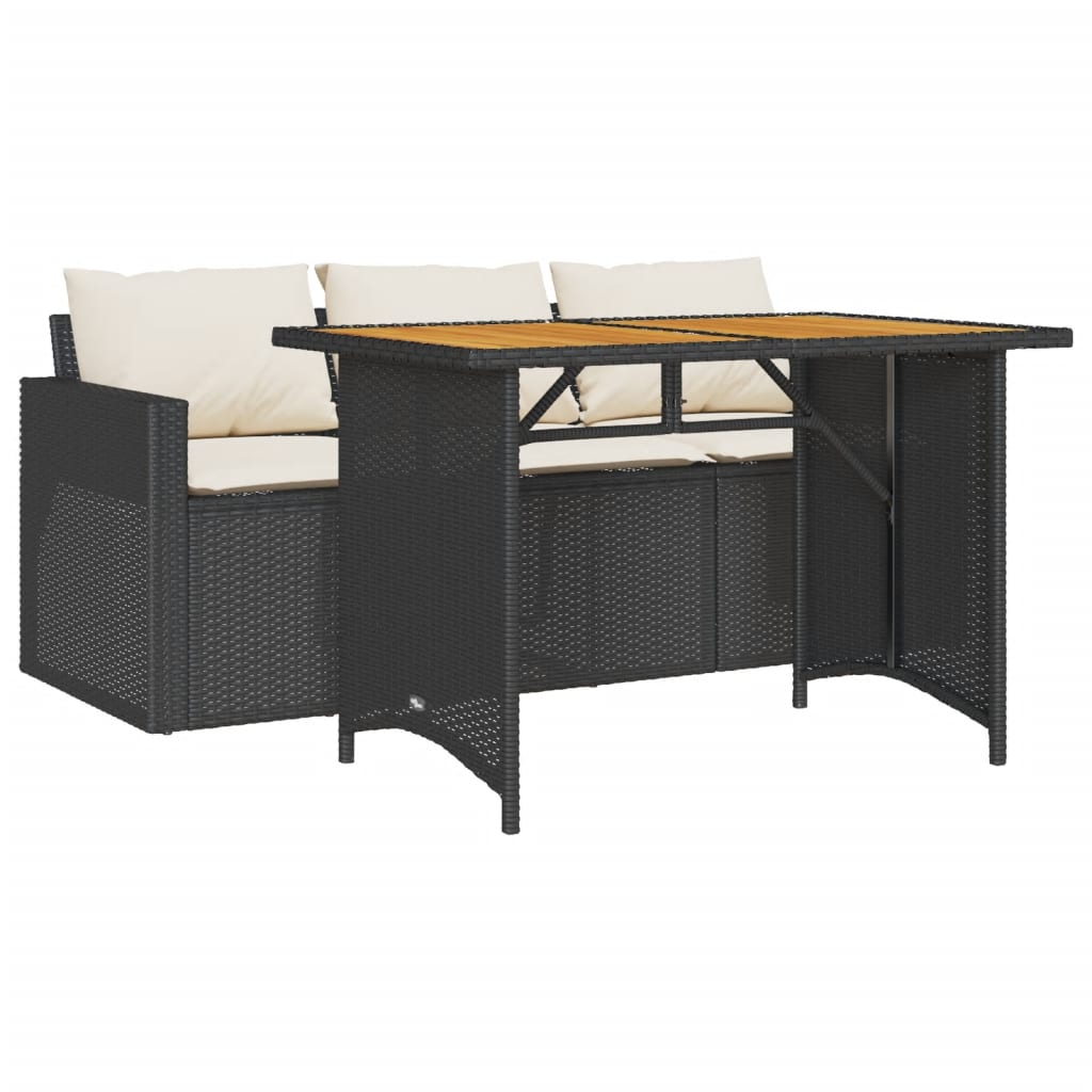 Set mobilier de grădină cu perne, 2 piese, negru, poliratan GartenMobel Dekor