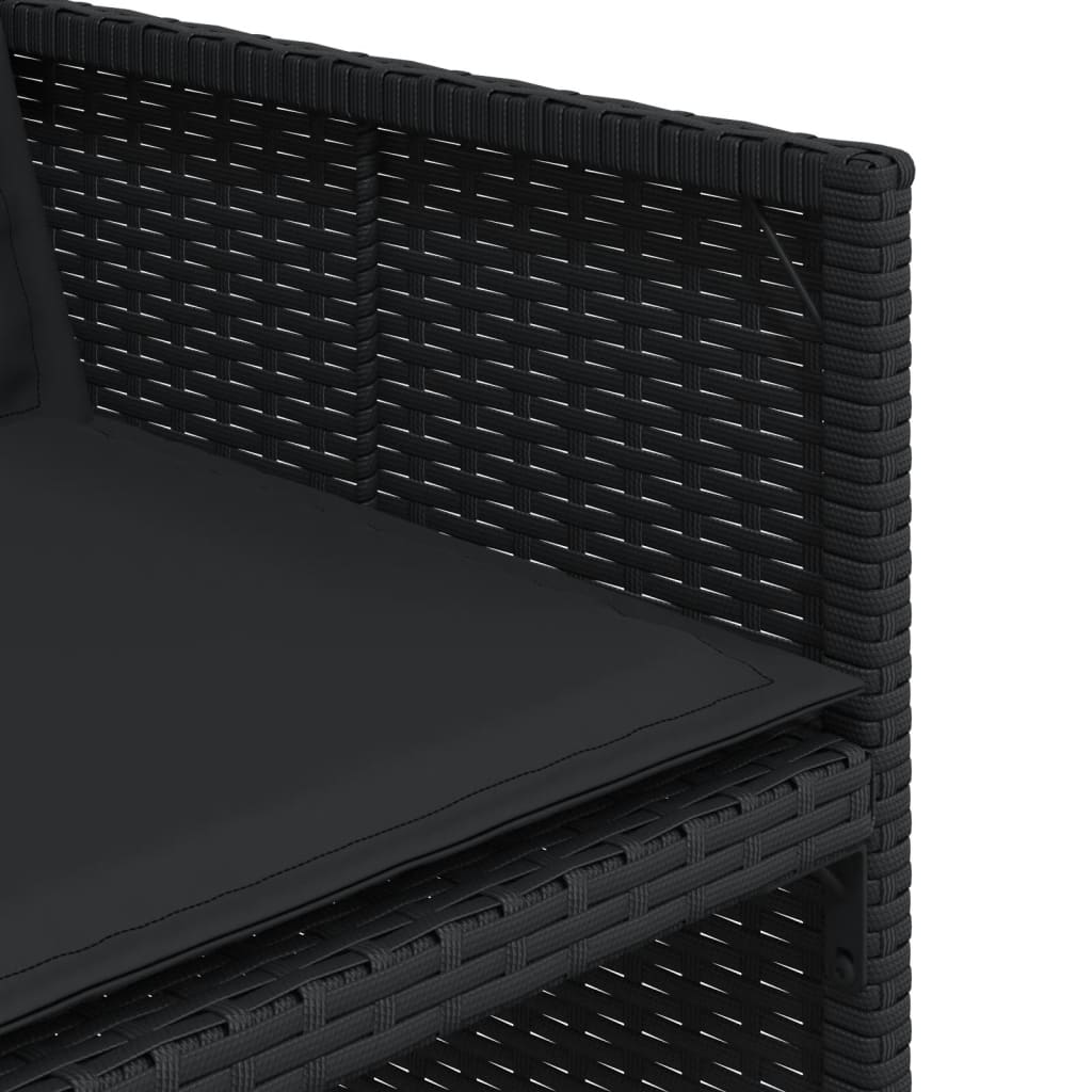 Set mobilier de exterior cu perne, 11 piese, negru, poliratan GartenMobel Dekor