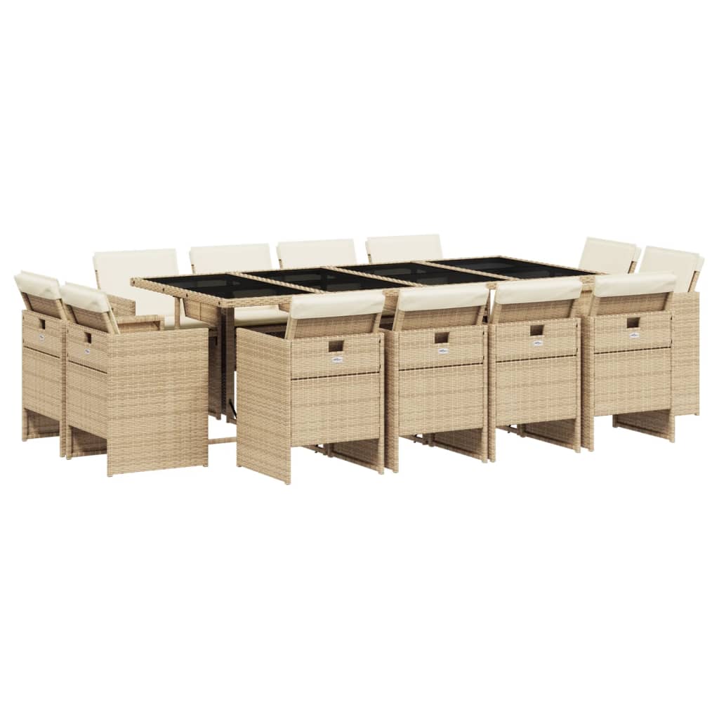 Set mobilier de grădină cu perne, 13 piese, bej, poliratan GartenMobel Dekor
