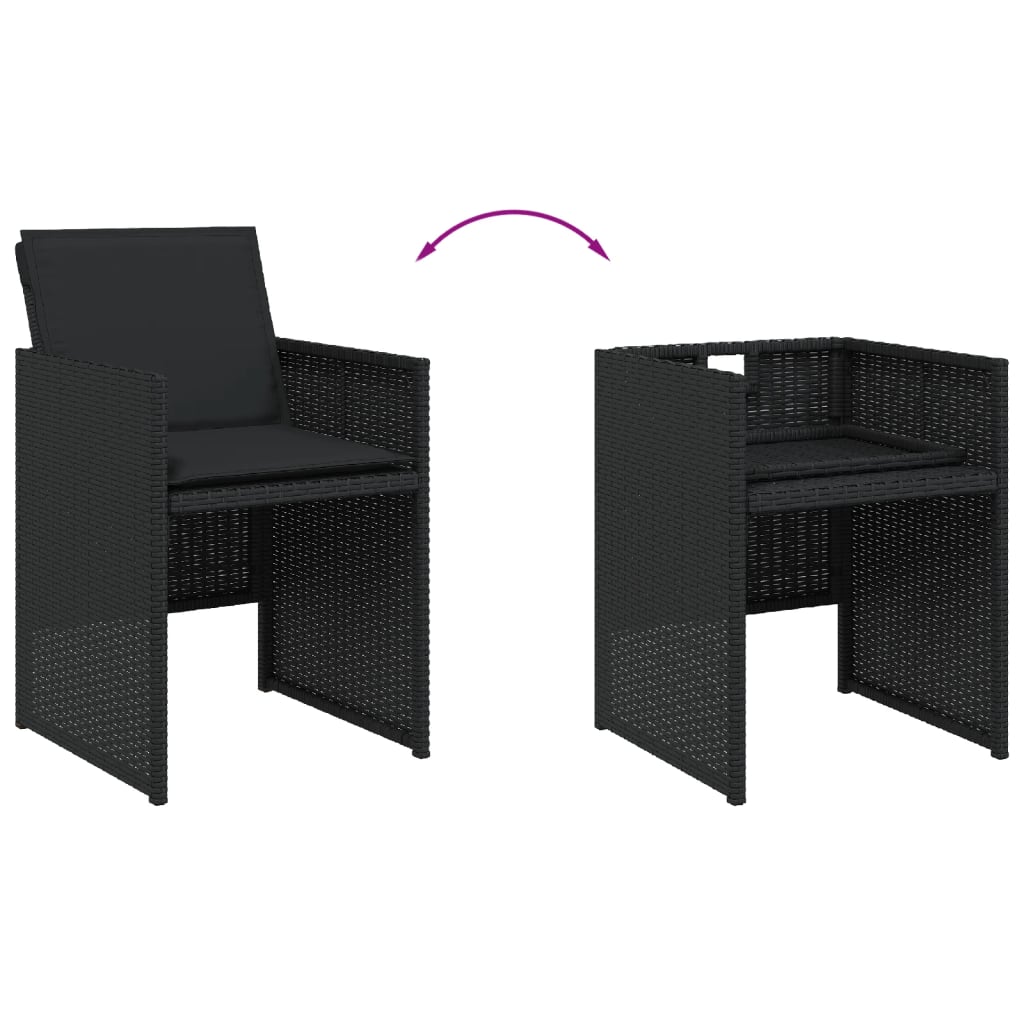 Set mobilier de grădină cu perne, 15 piese, negru, poliratan GartenMobel Dekor