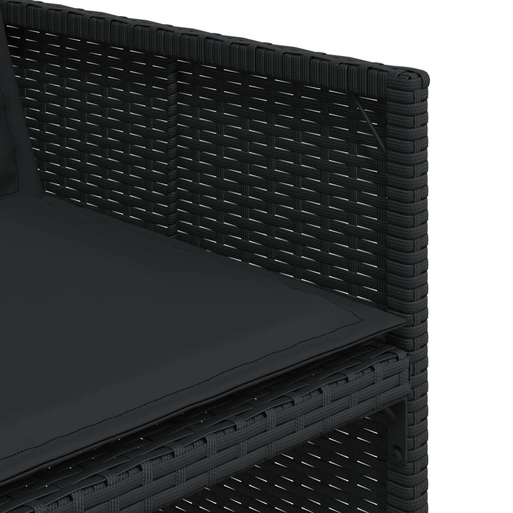 Set mobilier de grădină cu perne, 15 piese, negru, poliratan GartenMobel Dekor