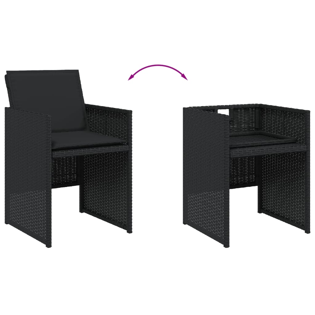 Set mobilier de grădină cu perne, 9 piese, negru, poliratan GartenMobel Dekor