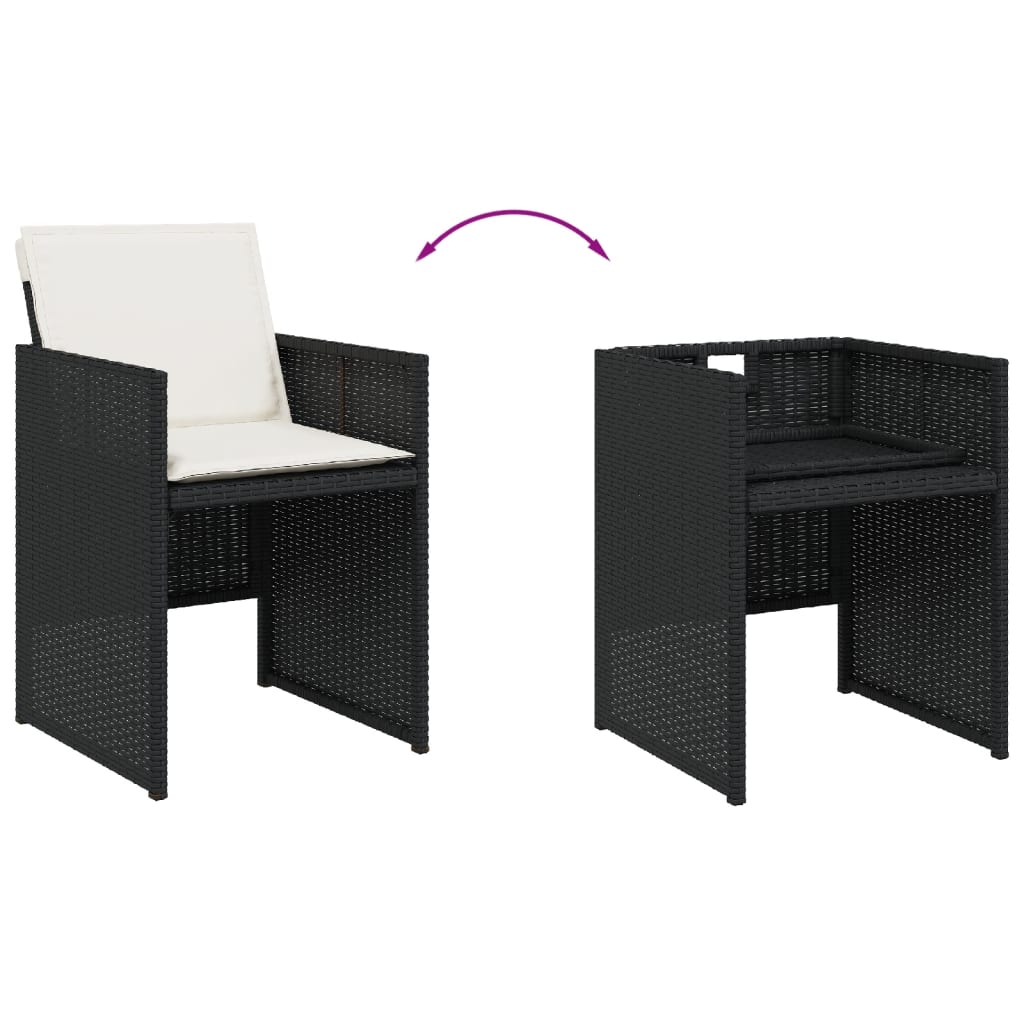 Set mobilier de grădină cu perne, 9 piese, negru, poliratan GartenMobel Dekor