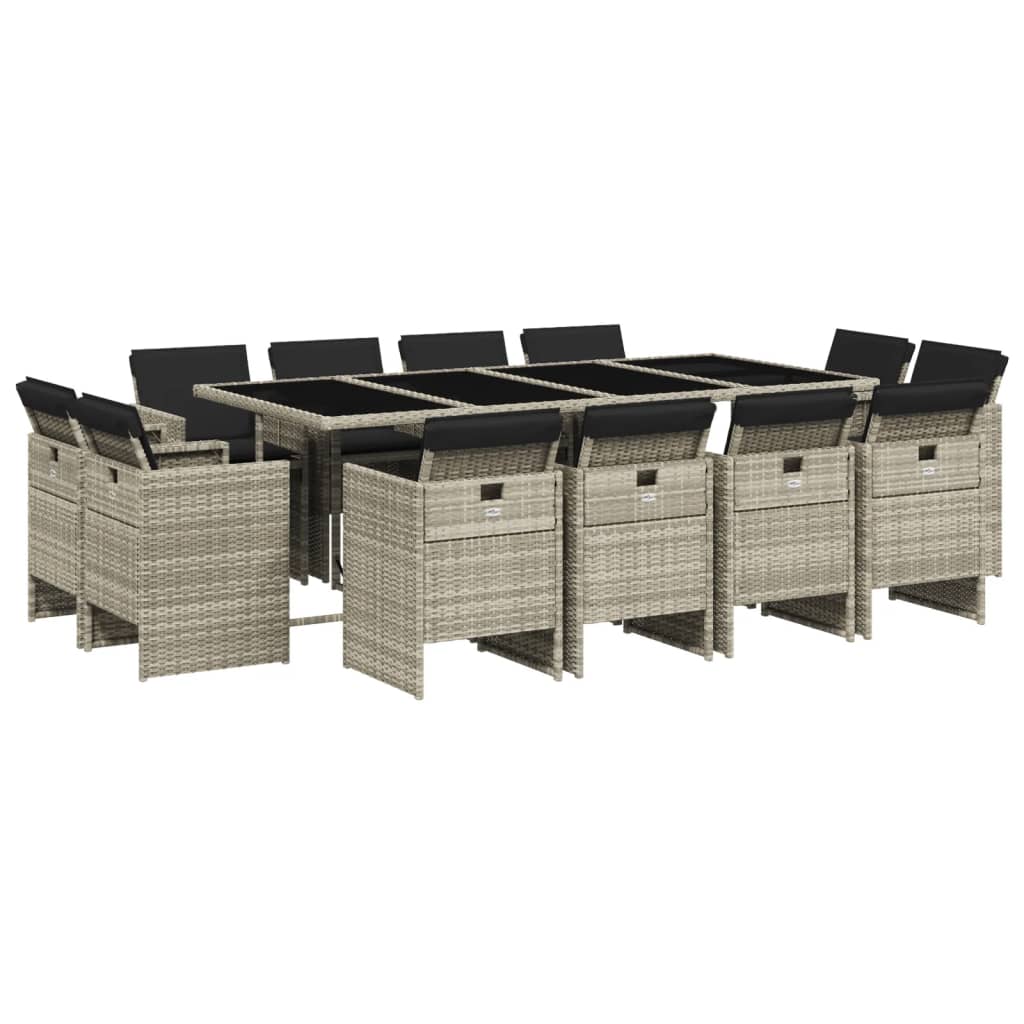 Set mobilier de grădină cu perne 13 piese gri deschis poliratan GartenMobel Dekor