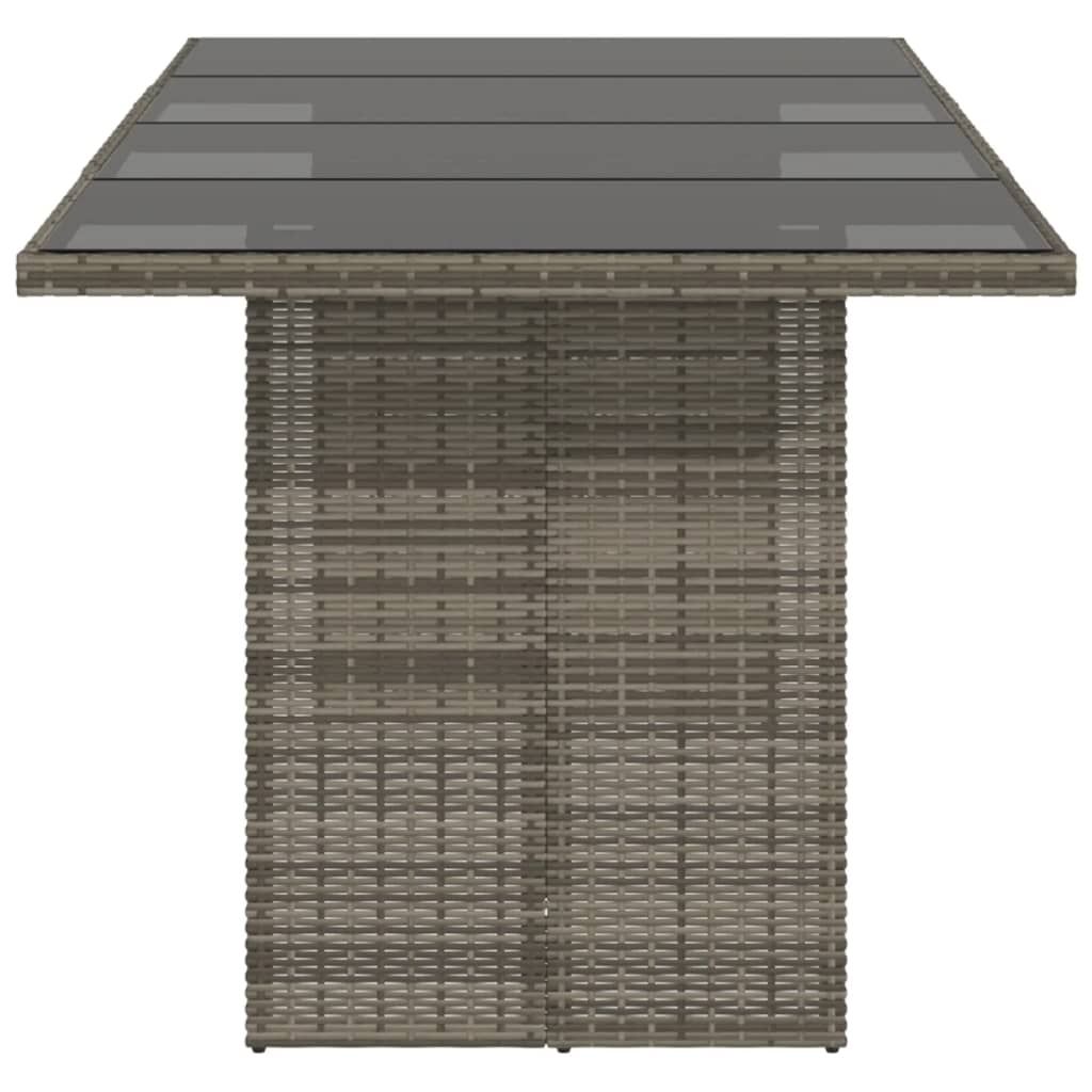 Masă de grădină cu blat din sticlă gri, 190x80x75 cm, poliratan GartenMobel Dekor