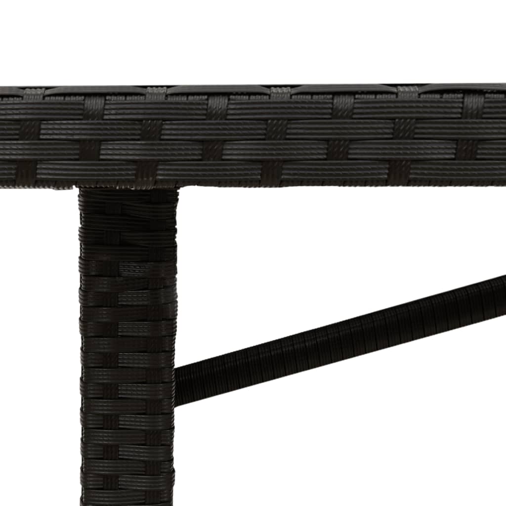 Masă grădină cu blat din sticlă, negru, 190x80x75 cm, poliratan GartenMobel Dekor