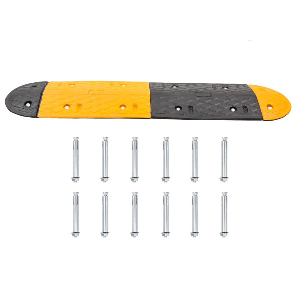 Prag limitator de viteză galben și negru 129x32,5x4 cm cauciuc GartenMobel Dekor