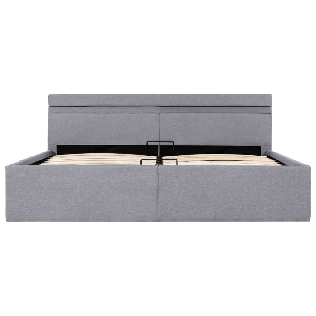 Cadru pat hidraulic cu ladă LED gri deschis 180x200 cm textil GartenMobel Dekor