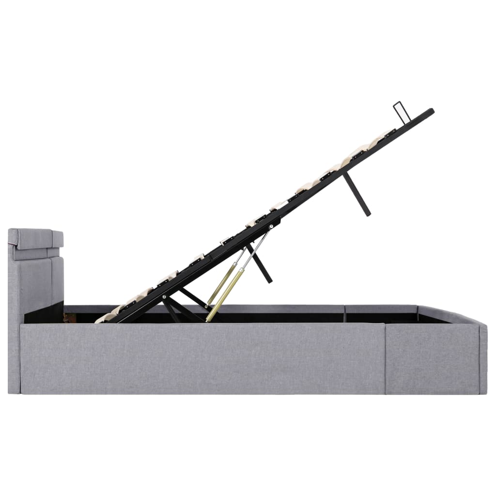 Cadru pat hidraulic cu ladă LED gri deschis 180x200 cm textil GartenMobel Dekor