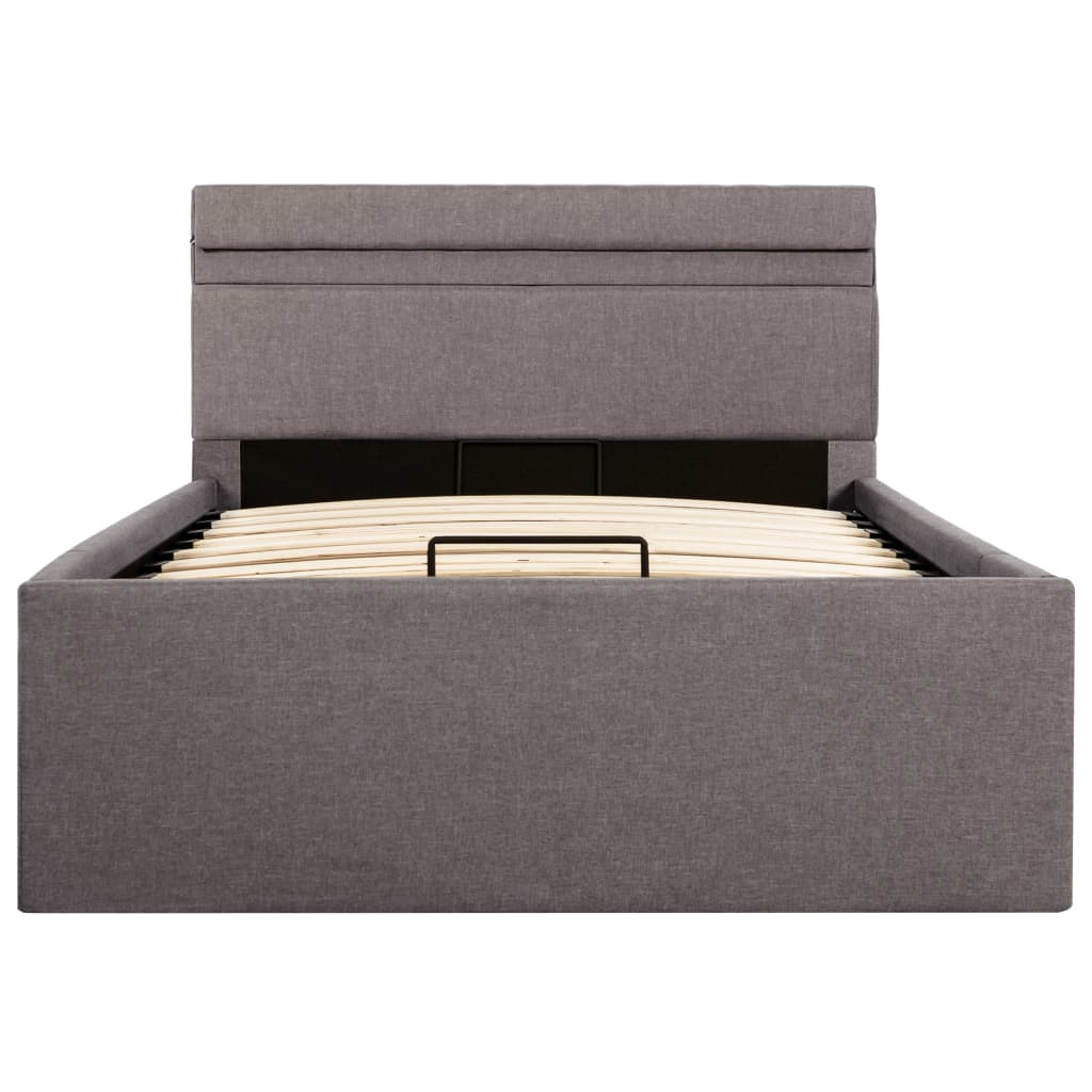 Cadru pat hidraulic cu ladă, LED, gri taupe, 100x200 cm, textil GartenMobel Dekor