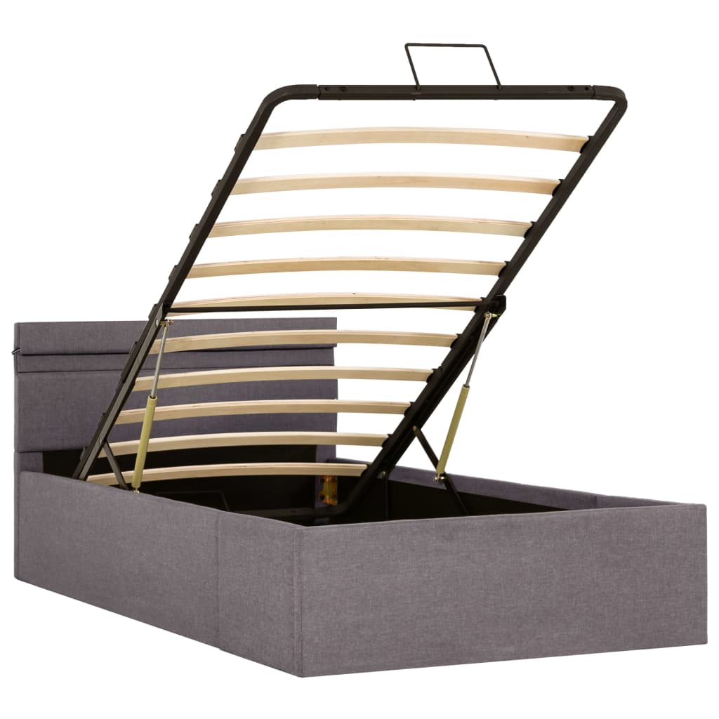 Cadru pat hidraulic cu ladă, LED, gri taupe, 100x200 cm, textil GartenMobel Dekor