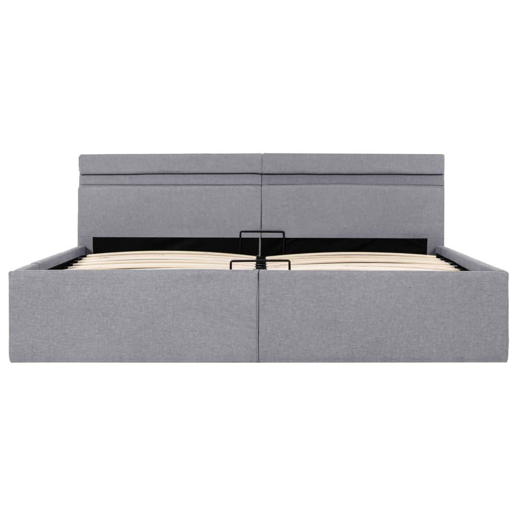 Cadru pat hidraulic cu ladă LED gri deschis 160x200 cm, textil GartenMobel Dekor