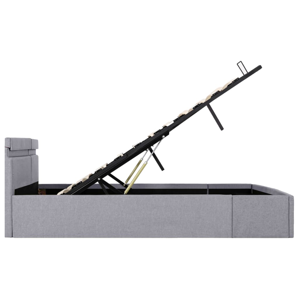 Cadru pat hidraulic cu ladă LED gri deschis 160x200 cm, textil GartenMobel Dekor