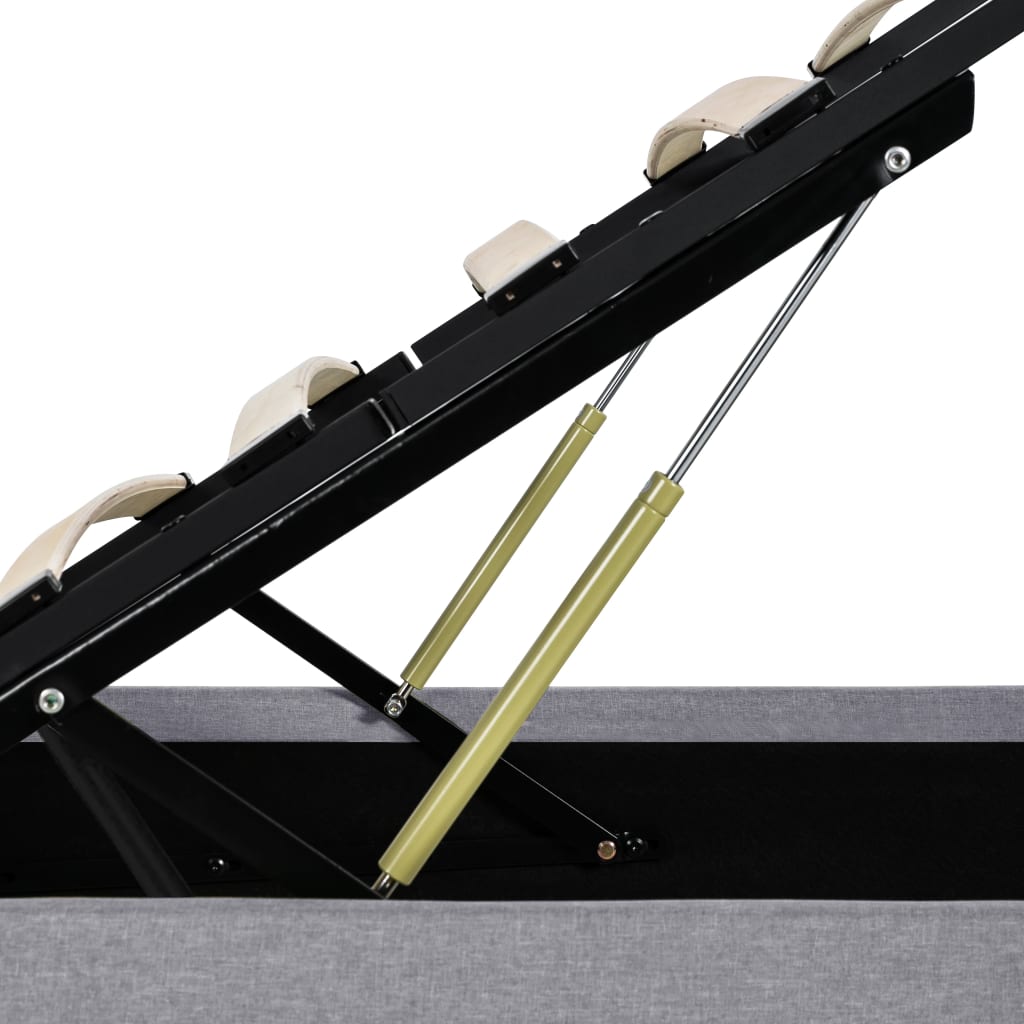 Cadru pat hidraulic cu ladă LED gri deschis 160x200 cm, textil GartenMobel Dekor