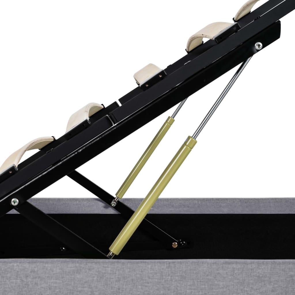 Cadru pat hidraulic cu ladă LED gri deschis 90x200 cm textil GartenMobel Dekor