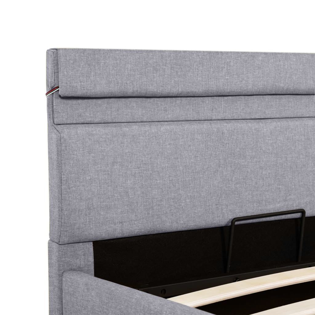 Cadru pat hidraulic cu ladă LED gri deschis 90x200 cm textil GartenMobel Dekor