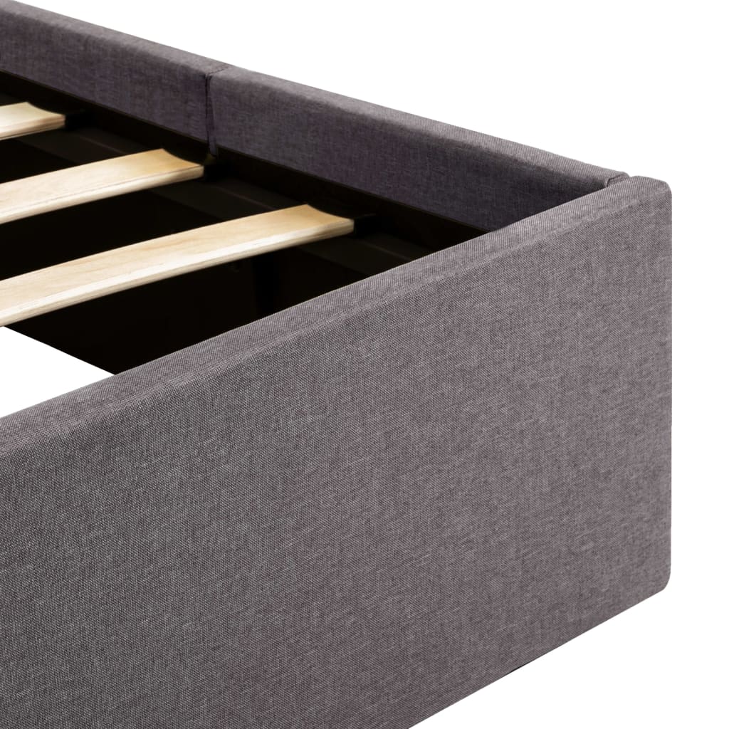 Cadru pat hidraulic cu ladă și LED gri taupe 140x200 cm textil GartenMobel Dekor