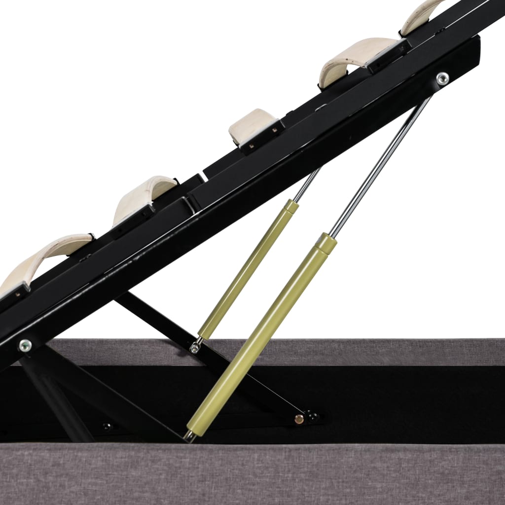 Cadru pat hidraulic cu ladă și LED gri taupe 140x200 cm textil GartenMobel Dekor