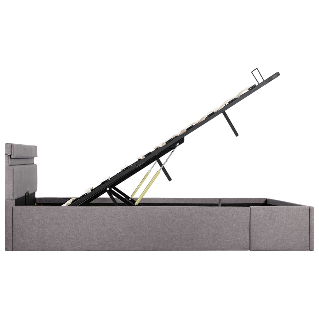Cadru pat hidraulic cu ladă și LED gri taupe 140x200 cm textil GartenMobel Dekor