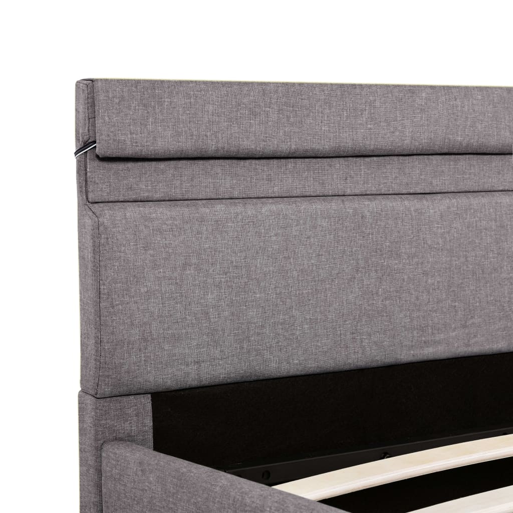 Cadru pat hidraulic cu ladă și LED gri taupe 160x200 cm textil GartenMobel Dekor