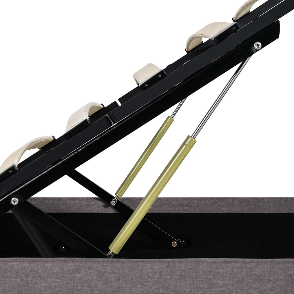 Cadru pat hidraulic cu ladă și LED gri taupe 160x200 cm textil GartenMobel Dekor